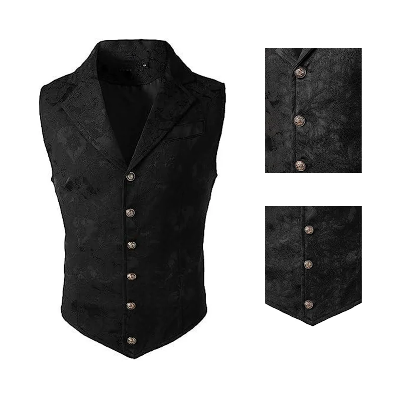 Gothic Vest Pants Combination, Halloween Men\'s Suit Vest Pants, Steampunk Victorian Stage Pantalon Performance Style Waistcoat