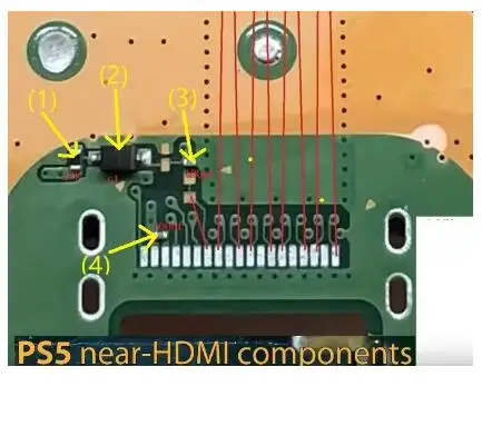 For PlayStation 5 PS5 Near-HDMI Port Connector Components Parts C1 Diode 27K Resistor 100PF Capacitor Caps