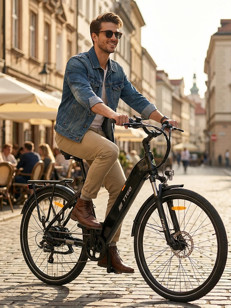 TTGO C3 SE 28" Urban E-Bike für männliche Pendler, bis zu 120 km Reichweite, 650Wh herausnehmbarer Akku, 250W Motor, Elektrofahrrad für Pendeln und Touren, 7-Gang-Schaltsystem