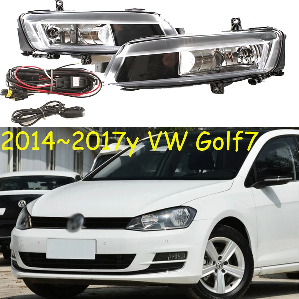 Car Bumper Headlight For Volkswagen Golf7 Fog Light 2014~2017y Halogen Bulb 4300K Wire Of Hanress Headlamp For Golf7 Fog Lamp