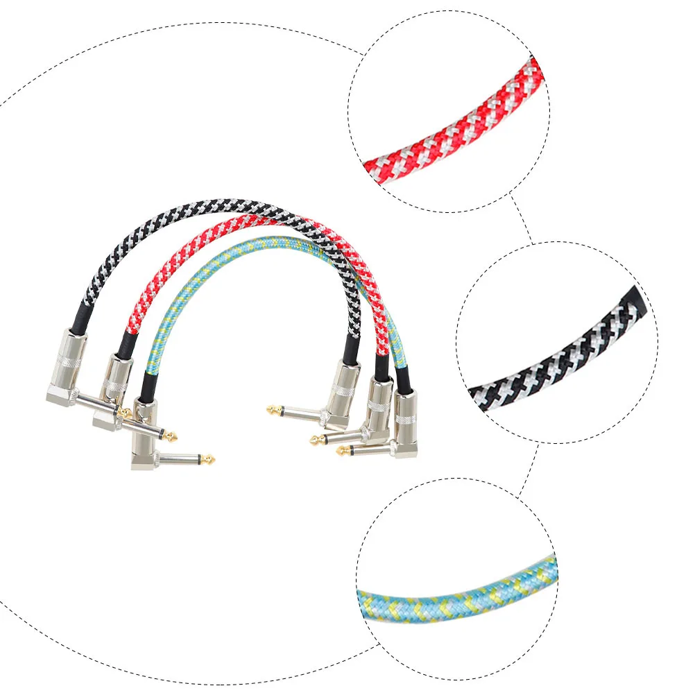 

3pcs Audio Cable For Guitar Instrument Bass Amplifier Keyboard Patch Cord Professional Stage Sound Noise Reduction Cable