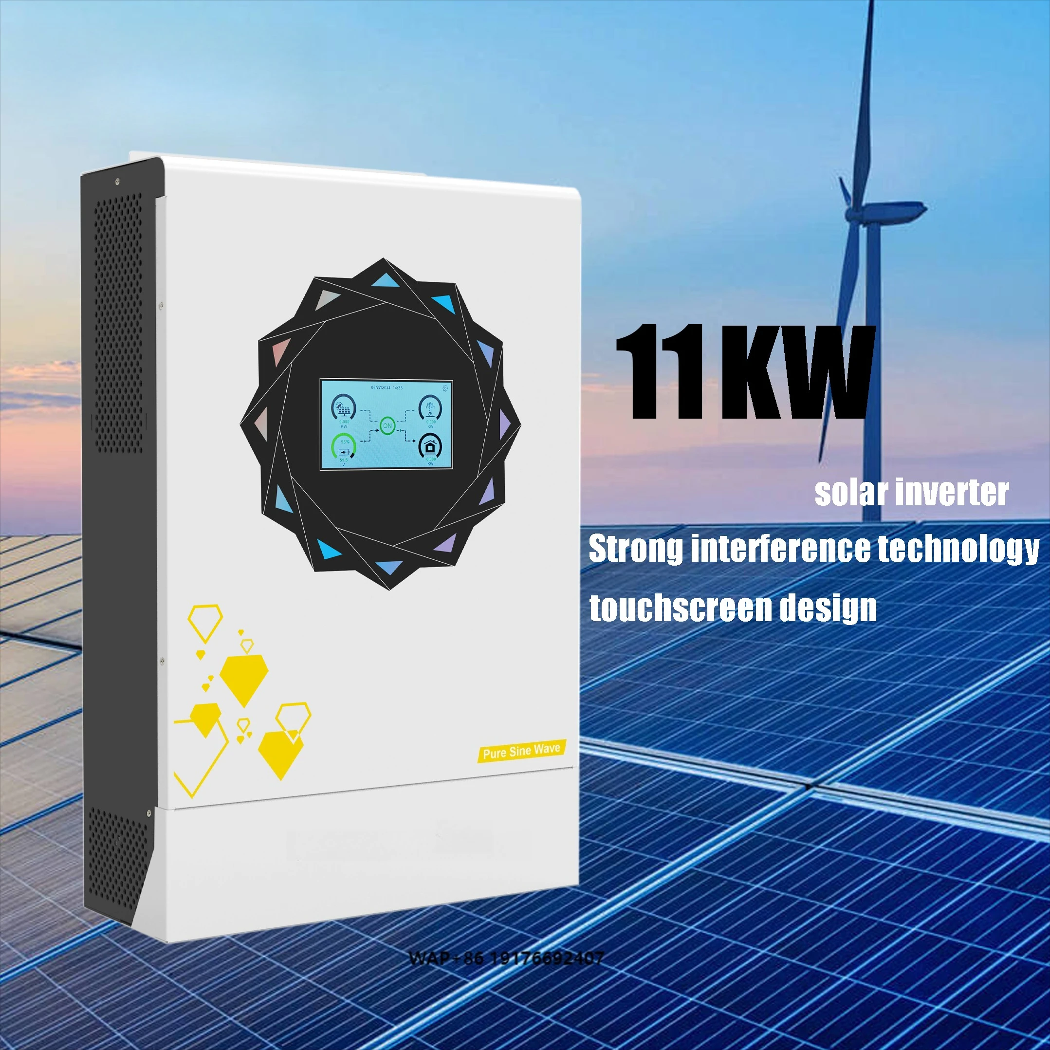 Touch Screen 11KW Dual AC Output Hybrid Solar Energy Storage Inverter 90-500Vdc MPPT150A Solar Inverter Parallel Version