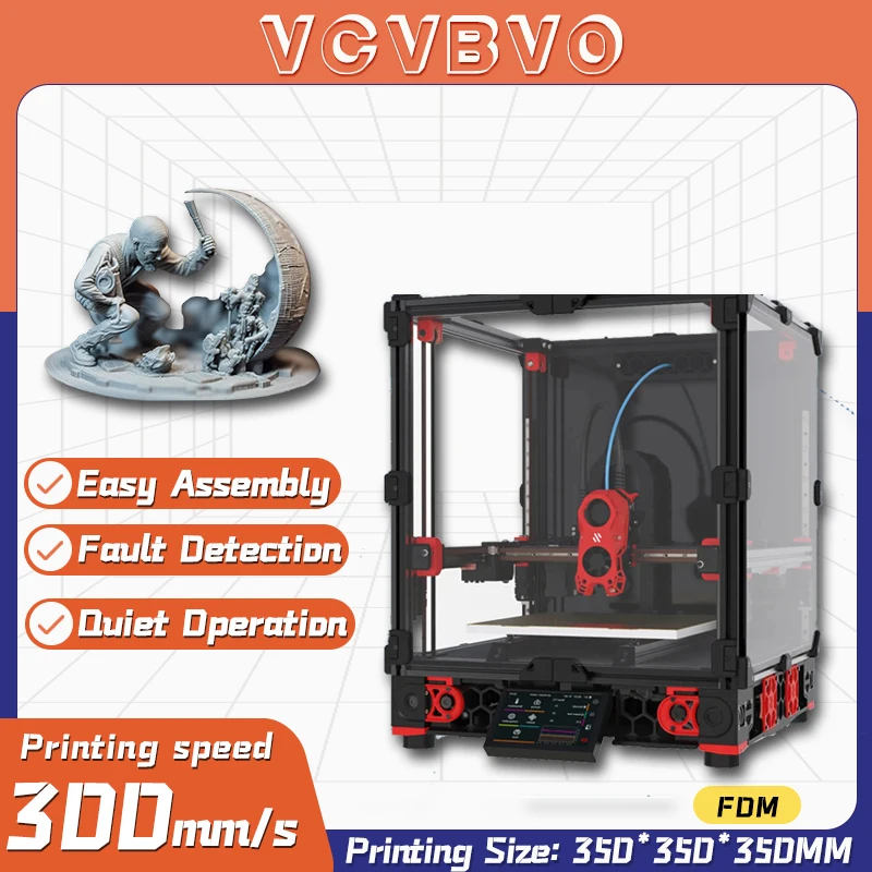 Industrial Grade 3D Printer/Ultra-quiet/FDM/Extruder Auto Load Filament/Touch Screen Dual Z axis/Print Size 350*350*350mm