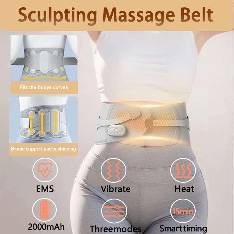 Cintura eléctrica inalámbrica, masaje calentado por vibración portátil, disco de cintura Lumbar, Estimulador profundo muscular, cinturón de masaje