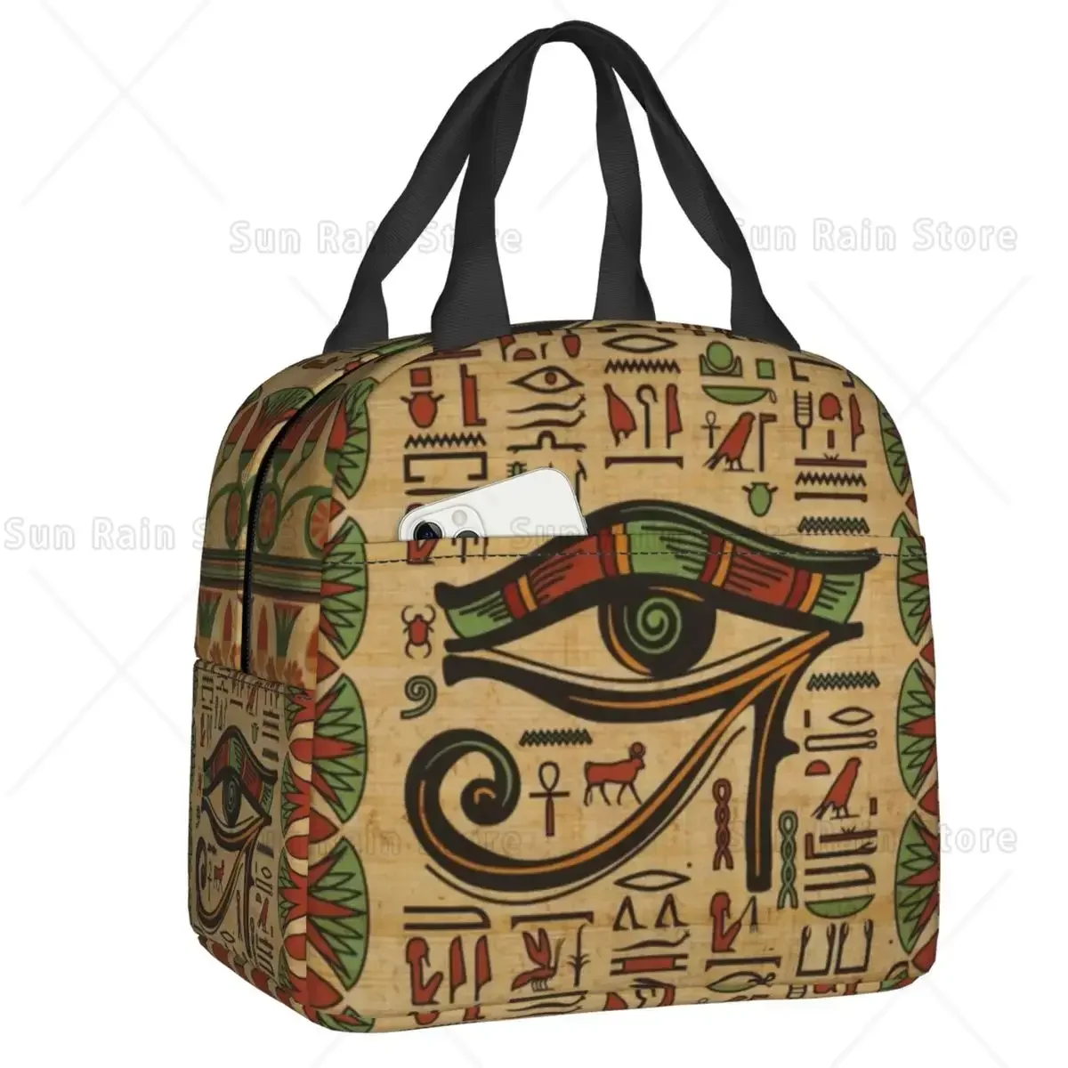 Egyptian Eye Of Horus Insulated Lunch Bags for Women Ancient Egypt Hieroglyphs Thermal Cooler Bento Box Work School Travel