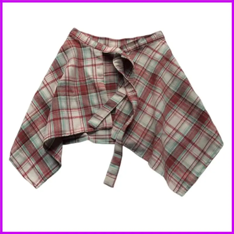 Plaids jupes hautes nœuds hémpoite asymétrique mini jupe patineuse