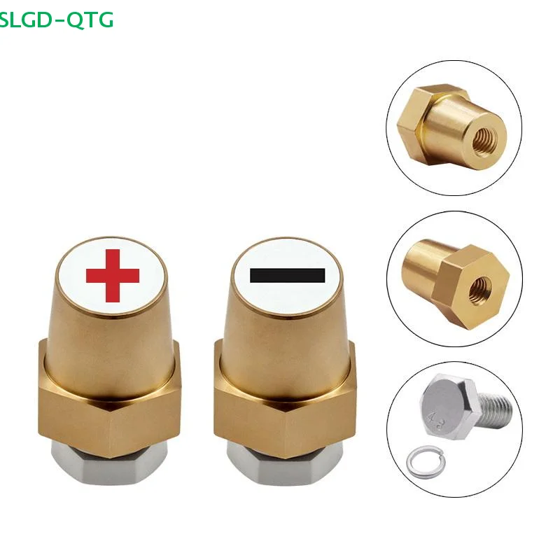 NEW 2Pcs Battery Post Charger Screw Accessories Brass Hexagonal Terminal Connectors For Car Battery Positive & Negative Pole