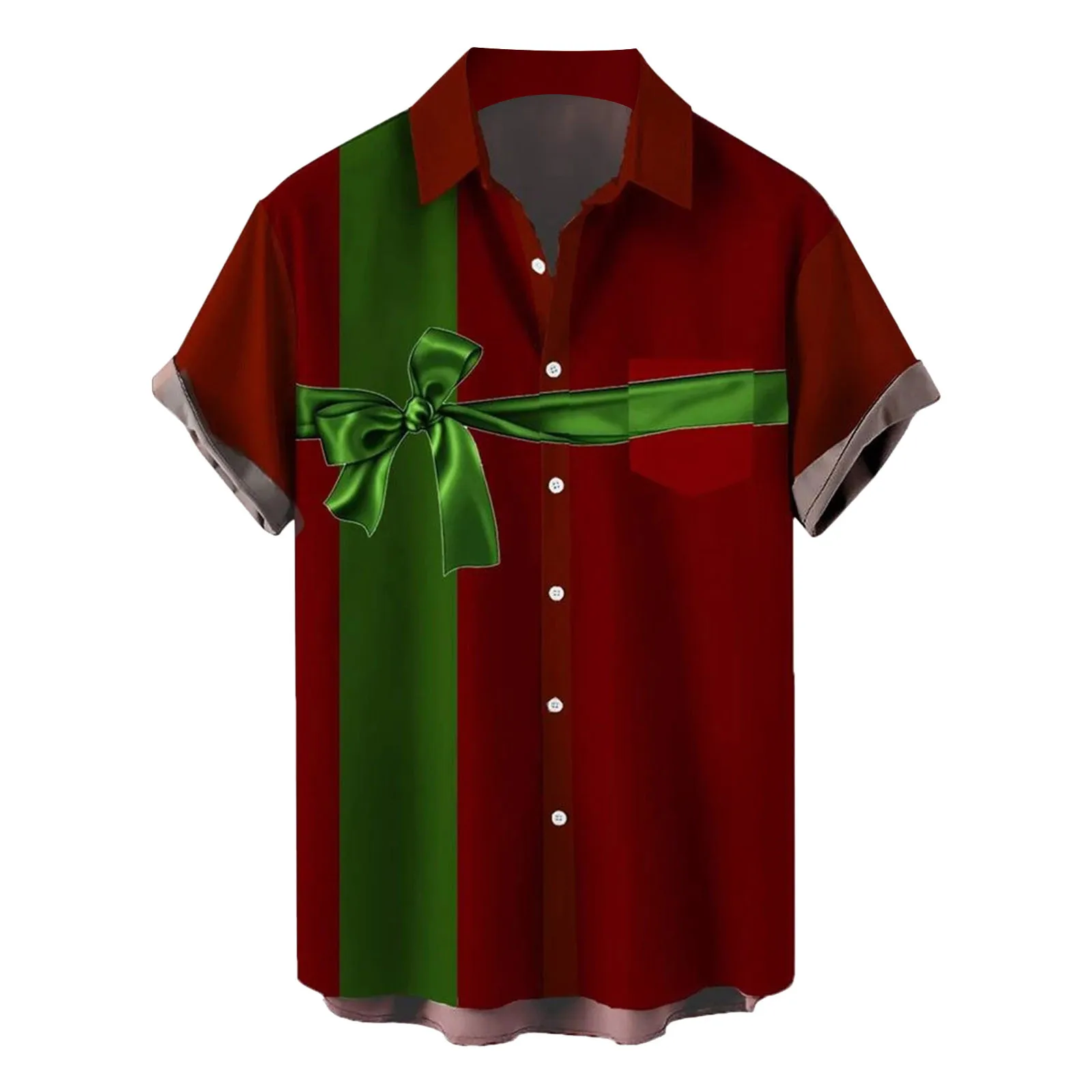 Mens Pajama Romper Mens Christmas Santa Gift 3d Digital Printing Button Lapel Short Sleeve Shirt T Shirt Top Blouse Plus T Shirt