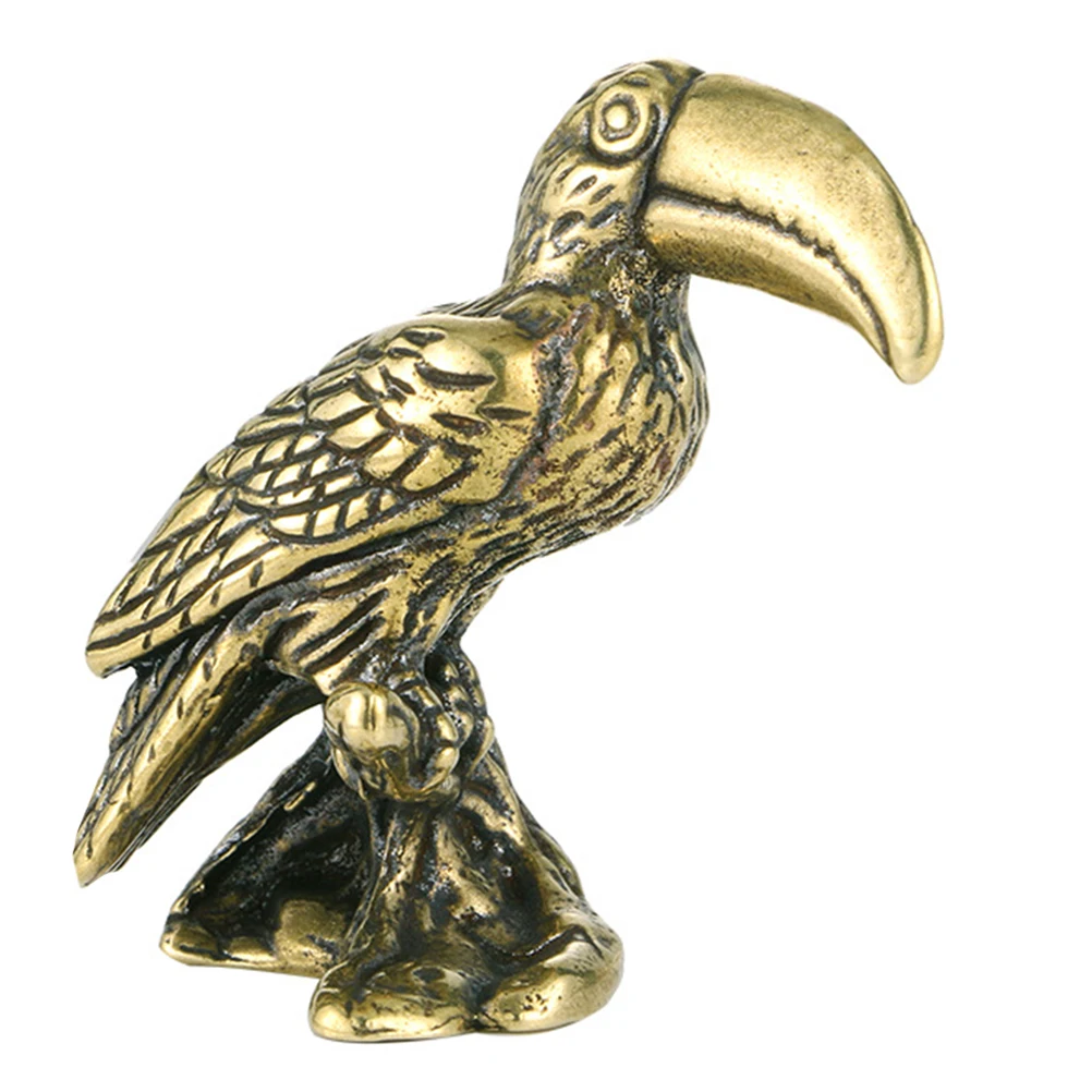 

Brass Parrot Figurine Vintage Bird Ornament Desktop Home Decor Charm Metal Animal Sculpture Bronze Decorative for Living