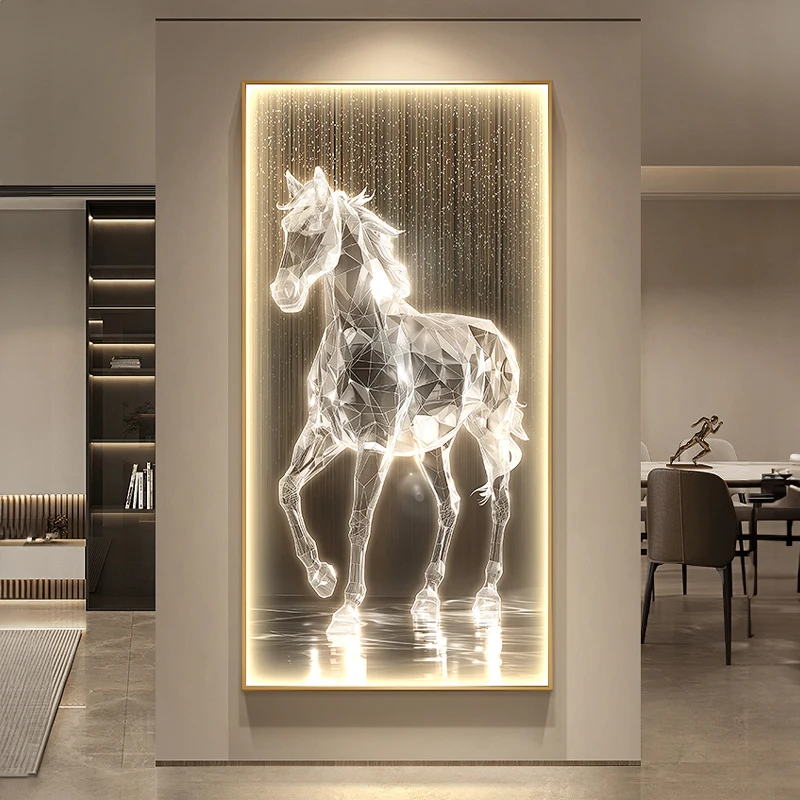 xx-Luxury LED Lamps For Corridor Foyer Living Room Home Decoration Lustre Modern Horse Hanging