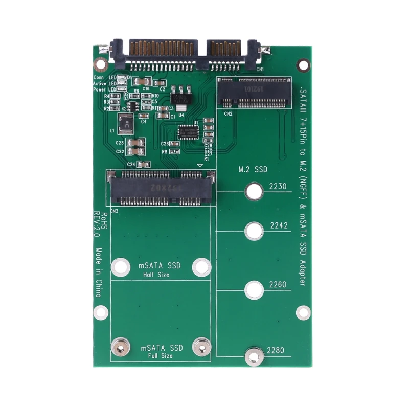 mSATA or for M.2 NGFF SSD to 2.5-Inch Adapter with Aluminum Frame Bracket Convert mSATA or for M.2 SSD to a Dropship