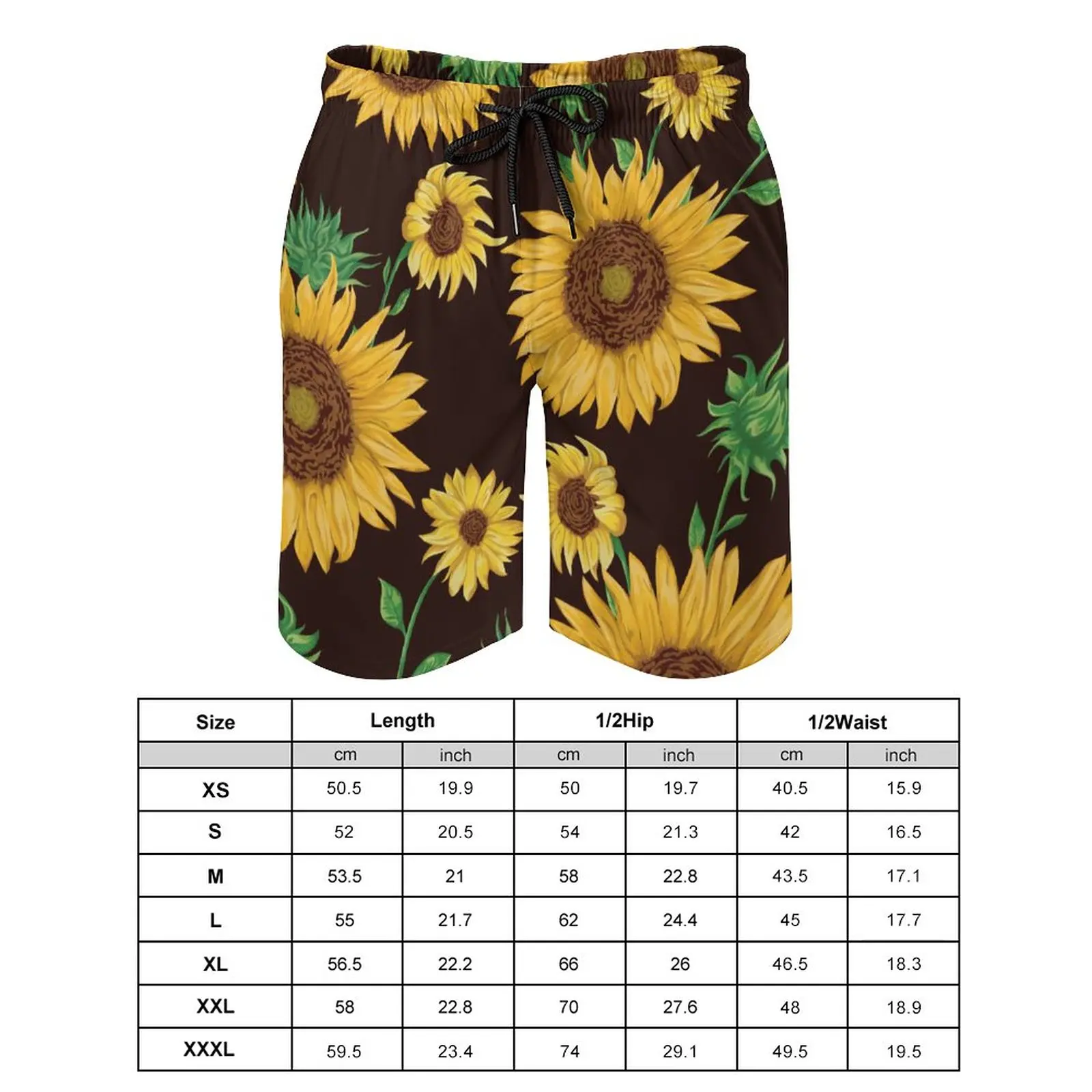 Abstract Sunflower Board Shorts Sunflowers Pattern Design Beach Short Pants Trenky Men Cute Customs Swim Trunks Plus Size