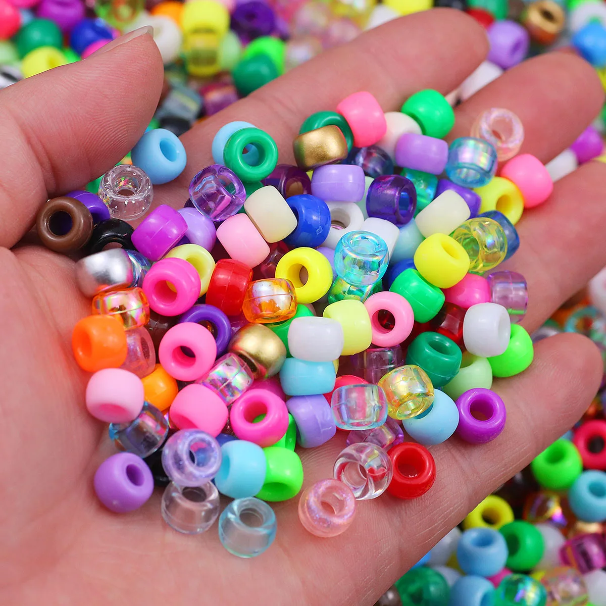 6×9mm Colorful Translucent Acrylic Large Hole Bead Solid Color Spacer Loose Beads For Jewelry Making Bracelet DIY Accessories