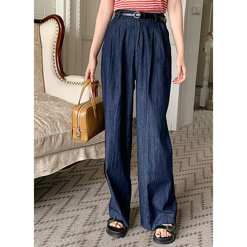 

Pants Long Legs Retro Jeans Women Loose Fitting Straight Leg Wide Leg Pants High Waist and Full Length Pants