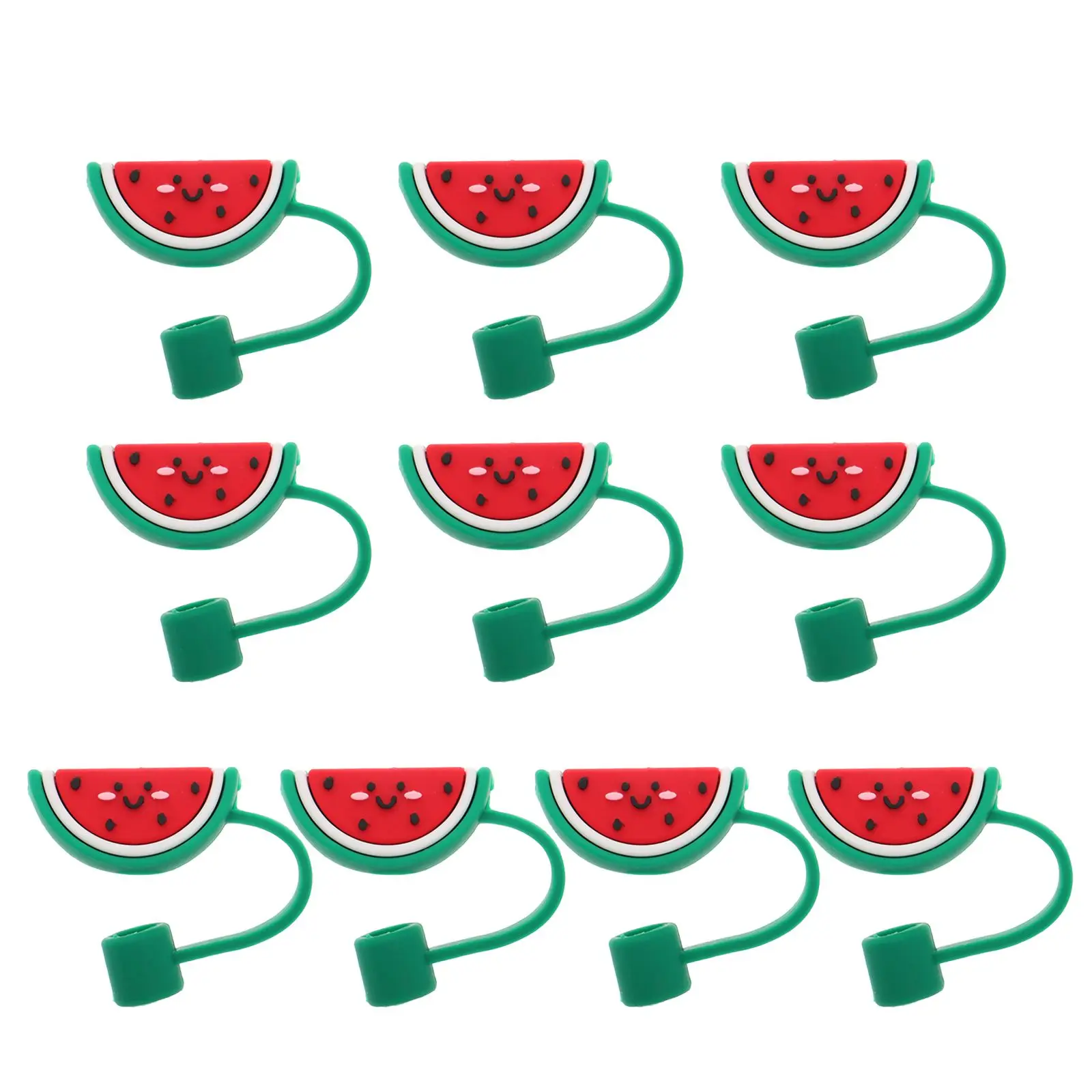 

10 Pcs Straw Dust Cap Soft Rubber Watermelon Tips Silicone Cover Reusable Toppers Straw Lid Accessories Kitchen Bar Tools