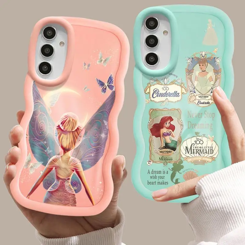 Disney Tinker Bell Cinderella Macaron Waves Phone Case for Samsung Galaxy A55 A54 A53 A52 A51 A14 A13 A12 A33 A23 A32 A21s Cover