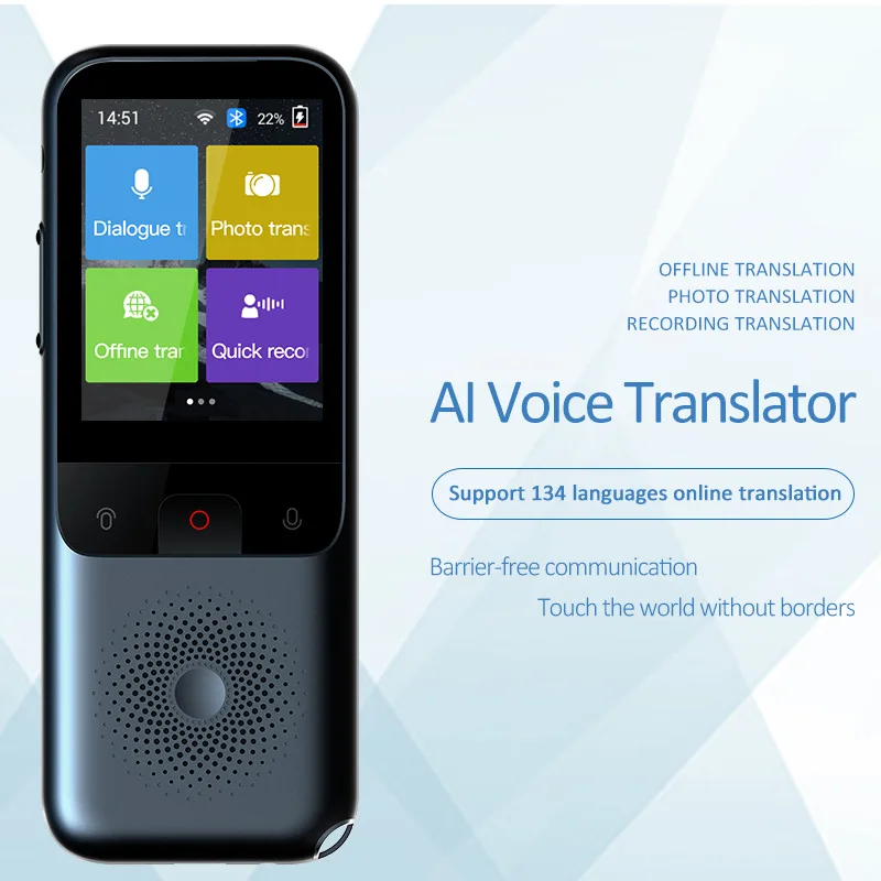 2.4inch Smart Translator Touch Screen Real-Time Voice Photo 138 Languages Translation Portable Offline Conference Interperter