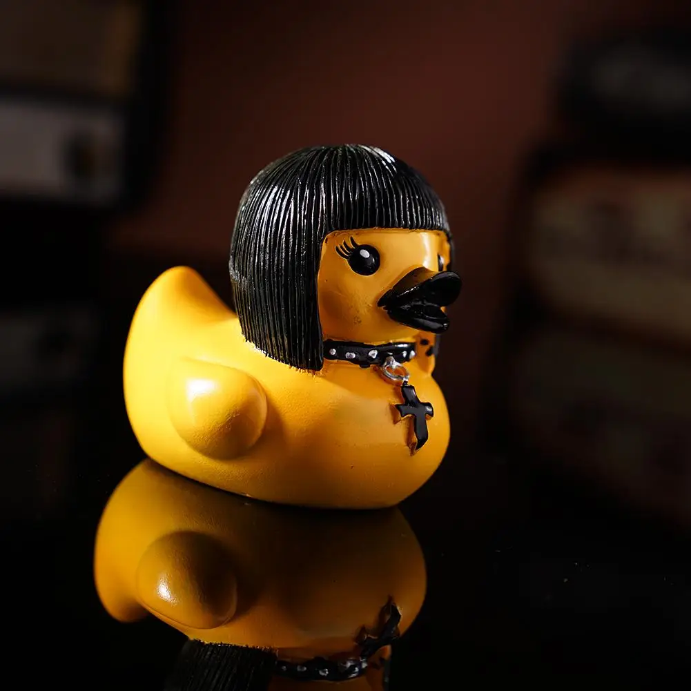 Gothic Satan Duck Statue Goth Punk Duck Sculpture Rock Duck Figurine Decor Collectible Figurines Satanic Duck Tabletop Ornaments view 5
