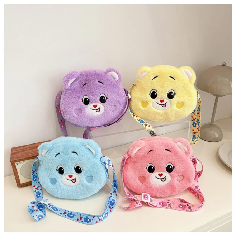 

Miniso Cartoon Rainbow Love Bear Plush Toy Crossbody Mobile Bag Carebears Girl Gift Backpack Birthday Gift