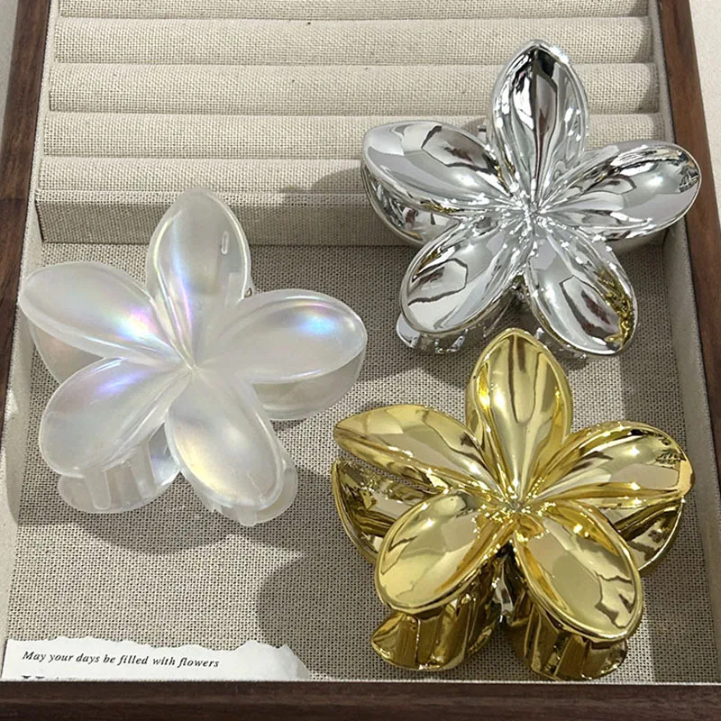 Cute Hawaiian Flower Claw Clips For Women Colorful Print Flower Hair Clip Crab For Hairrpins Shark Clamps Beach Hair Accessories