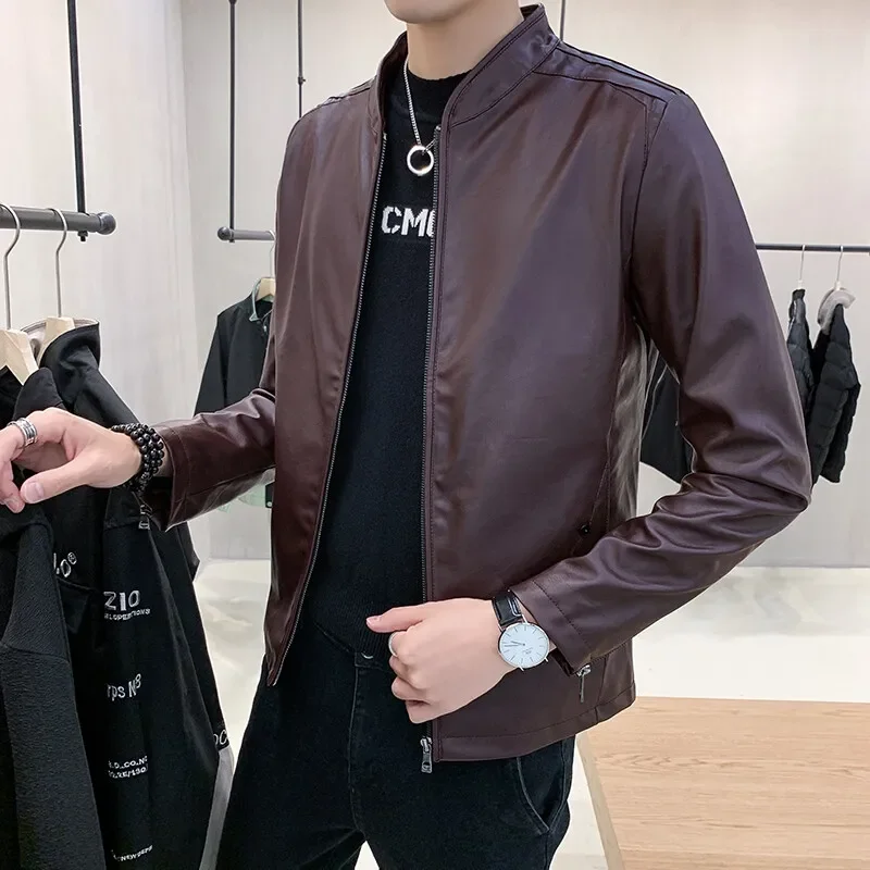 

Motorcycle Leather jackets men Windproof Zipper Leather Jacket Street Wear High Quality Brand Men's Casual New Men's Coat male
