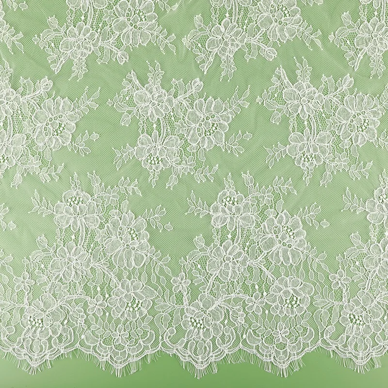 High Quality French Corded Eyelash Lace Fabric Handmade Boning Lace Wedding Gowns Making Lace Off White 1 Piece=3 Meters