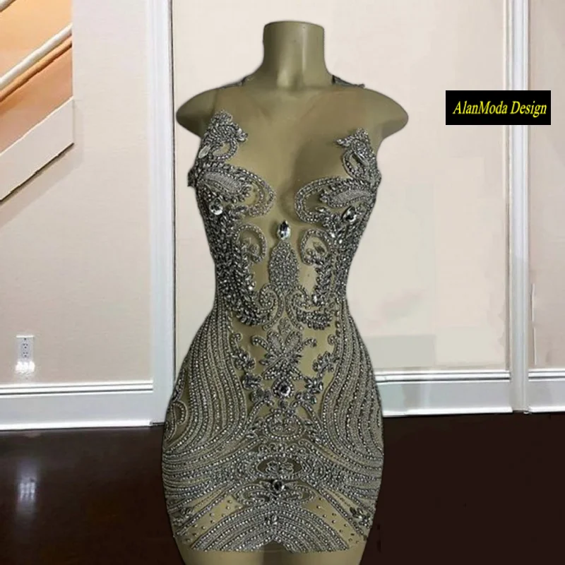 

Роскошные блестящие бриллиантовые юбки для черных девушек, прозрачные короткие просвечивающие платья для выпускного вечера, наряды на день рождения