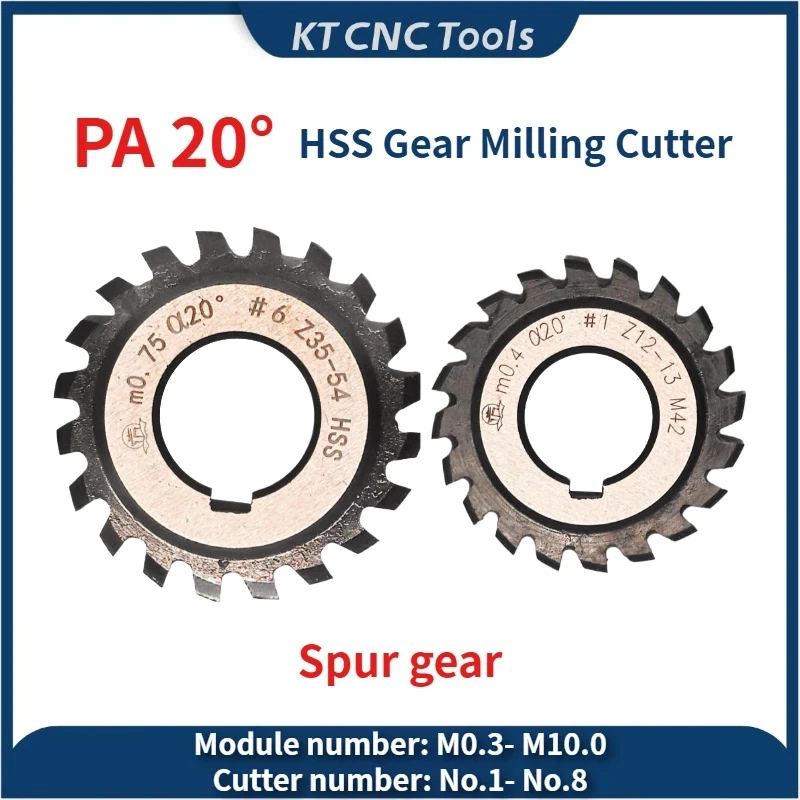 

Straight tooth Spur Gear Milling Cutter M0.3 M0.5 M0.75 M1 M1.25 M1.5 M2 M2.5 M3 M4 M5 M6-M8 PA20° 1#-8# HSS Gear Milling Cutter