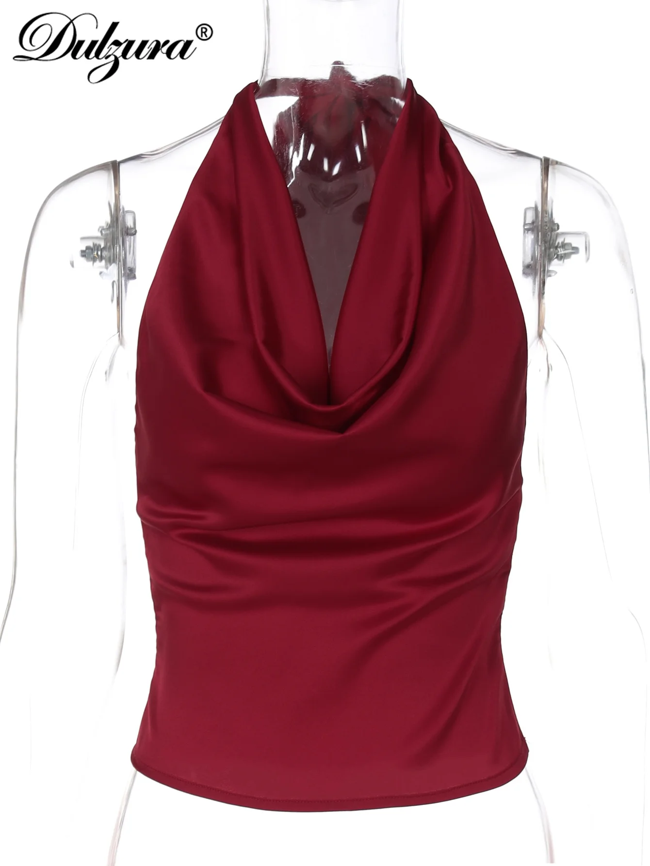 Dulzura укороченный топ без рукавов с лямкой на шее и рюшами на шнуровке с открытой спиной, однотонный повседневный элегантный топ Y2K, клубный уличный летний наряд