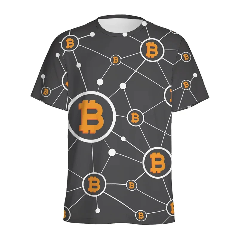 3D Printed Bitcoin Pattern T Shirt For Men Short Sleeve Round Neck Tshirts Personaltiy Oversized Tops Tee Shirts Streetwear