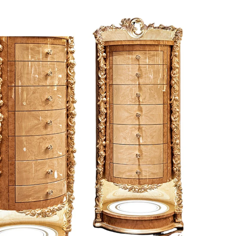 Solid wood carving flower multi-chest cabinet, display cabinet, with draw 7 chest cabinet