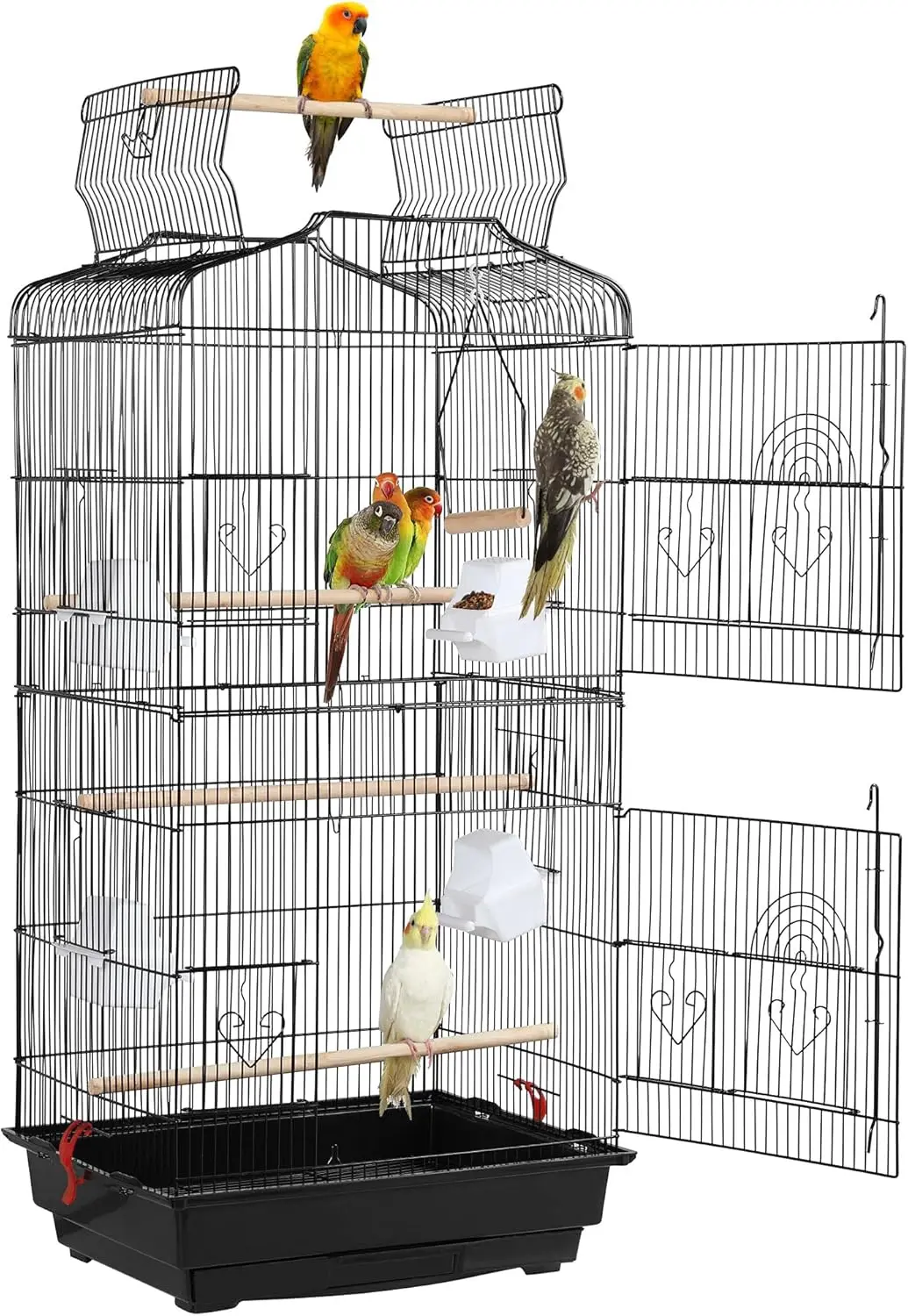 

41-Inch Open Top Bird Cage for Small Parrots, Finches, Canaries - Safe Travel Pet Flight Cage