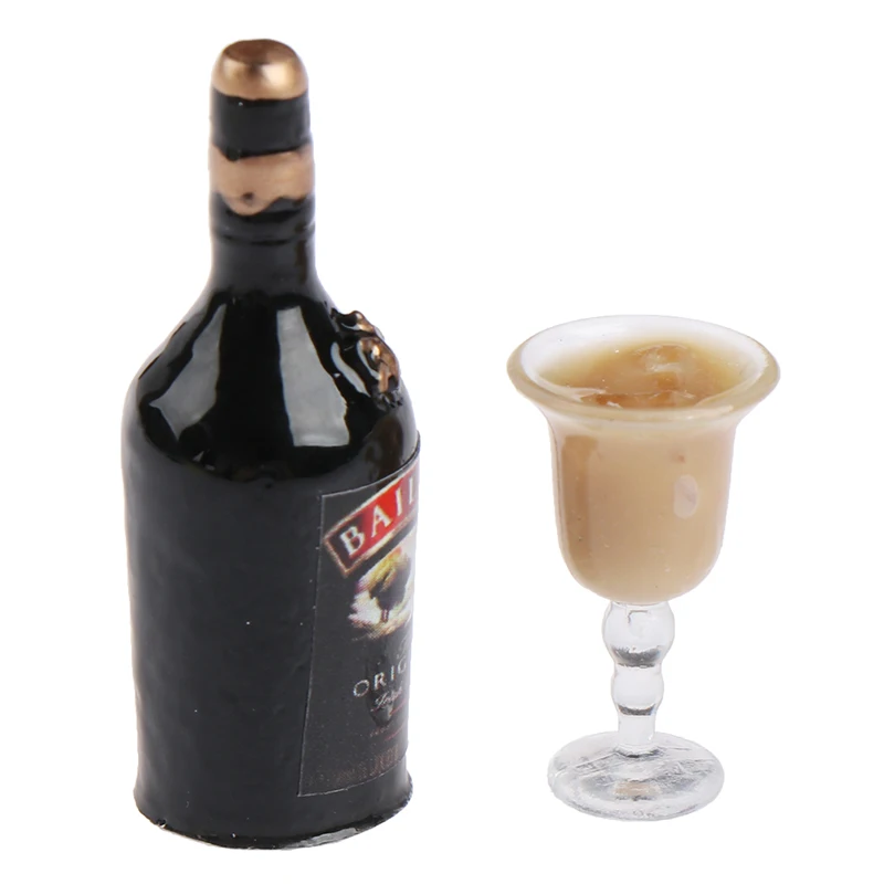 Zestaw miniaturowych butelek wina do domku dla lalek 1/12 z kubkiem Symulacja napojów Model Zabawki