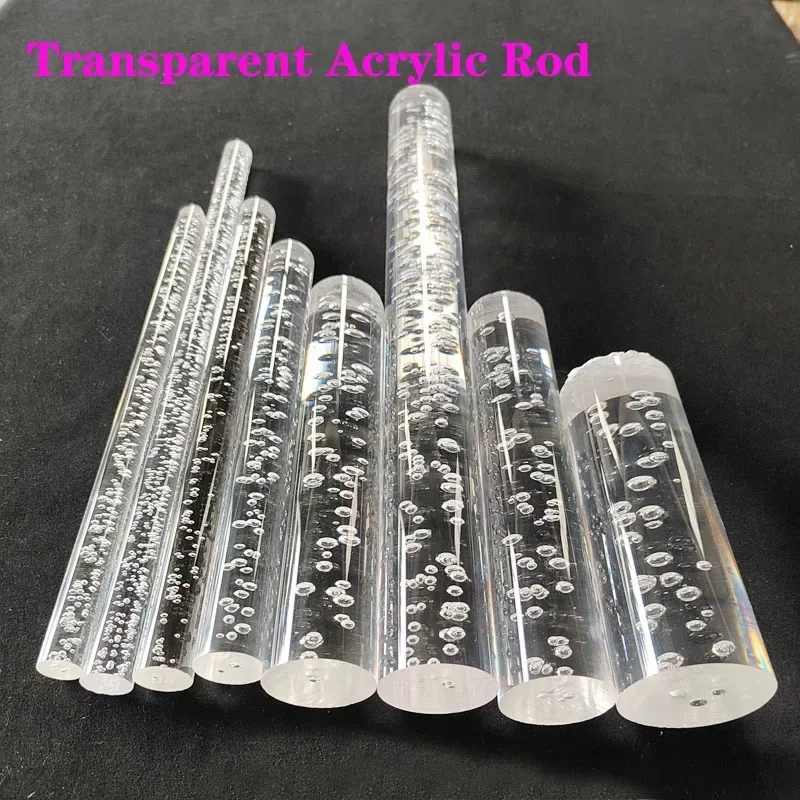 Transparent Acrylic Plastic Plexiglass Solid Rod PMMA Round Bar Organic Glass Rod Bubbles Rod Clear Light Guide Plastic Sticks