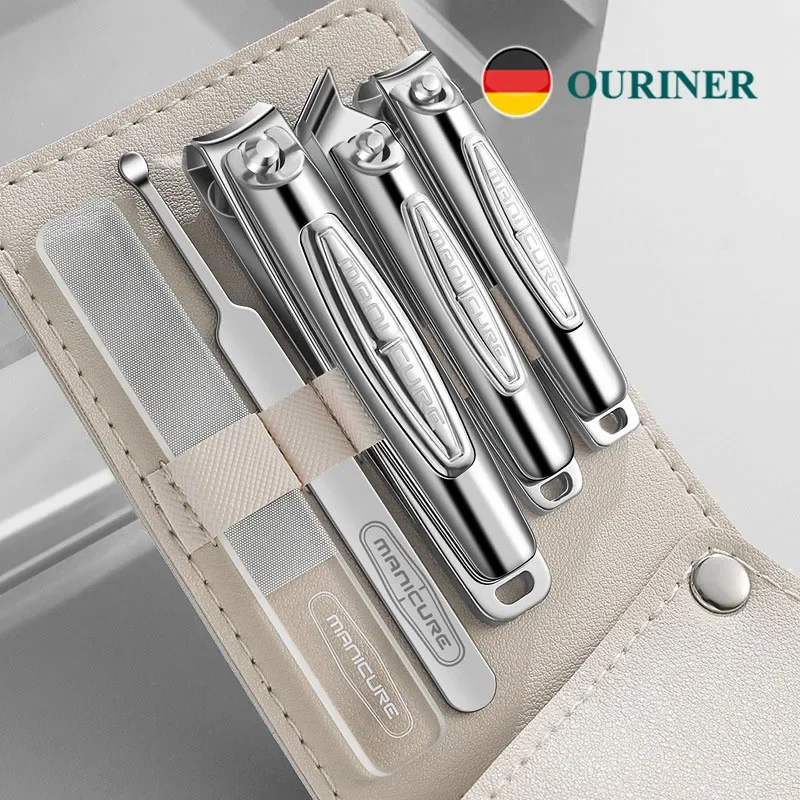 

Ouriner Manicure Set Professional Nail Clipper Kit 4 Pieces Nail With Portable Leather Case Nail Set Nanometer Nail File