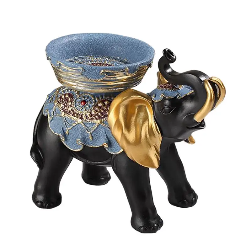 

Elephant Figurine Wealth Elephant Statue Collectible Figurines Resin Sculpture Trinket Tray Desk Accessories Home Decorations