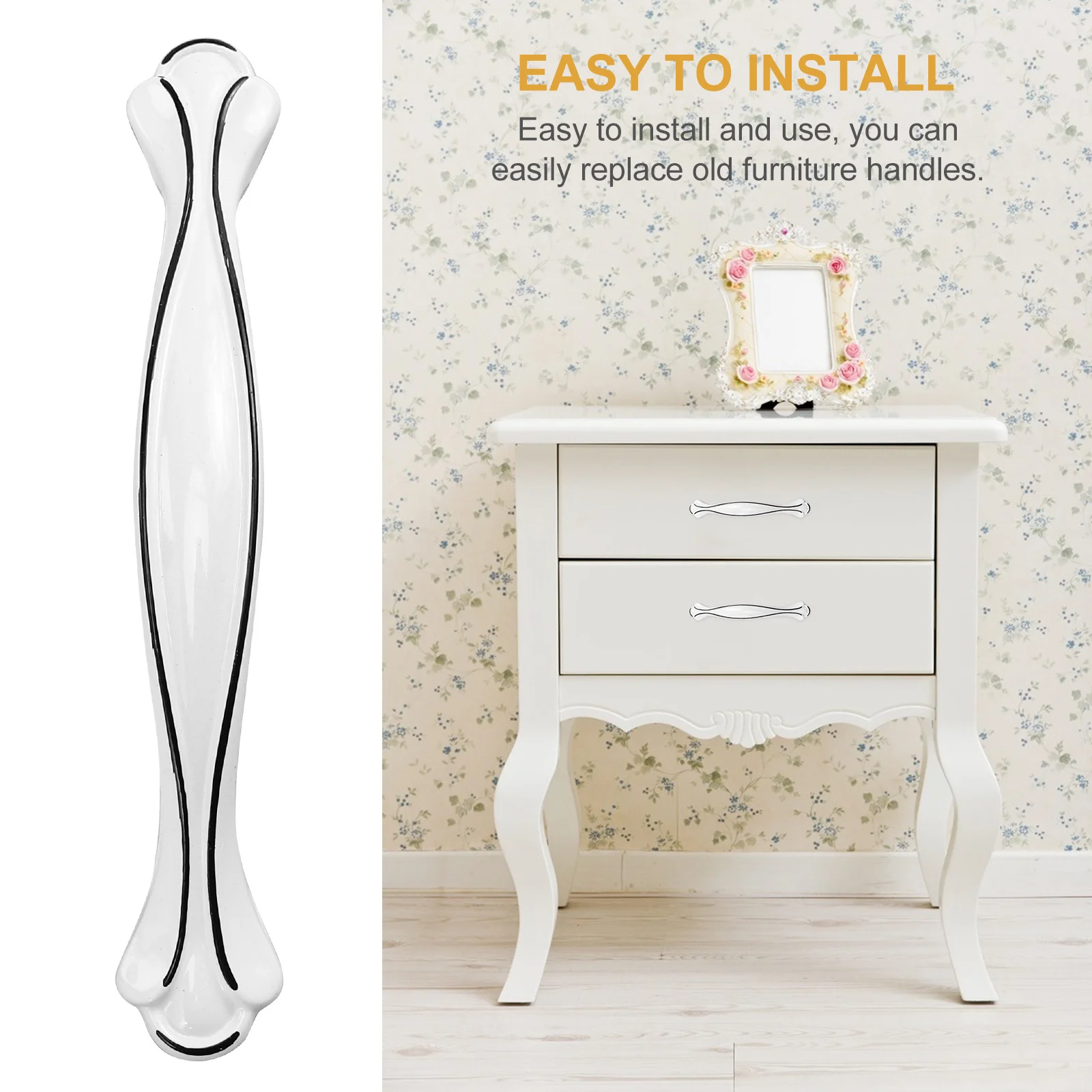 

6Pcs Elegant Cupboard Handles Solid Door Pulls Easy Install Rustproof Furniture Hardware for Kitchen Cabinets Drawers