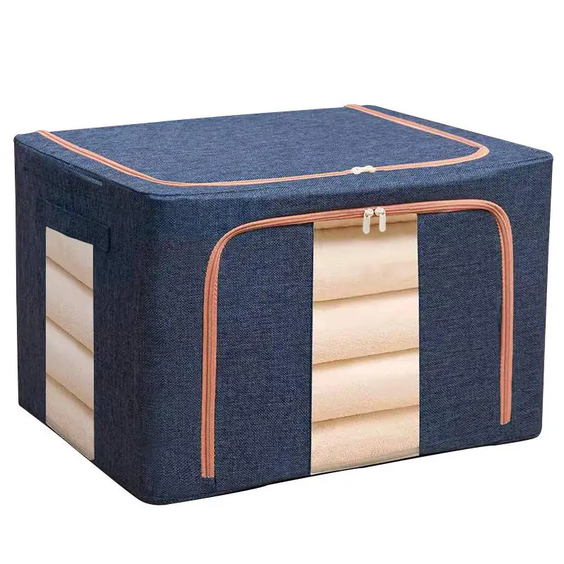 66/100L wardrobe foldable clothes storage organizer bag large capacity waterproof oxford cloth steel frame storage box