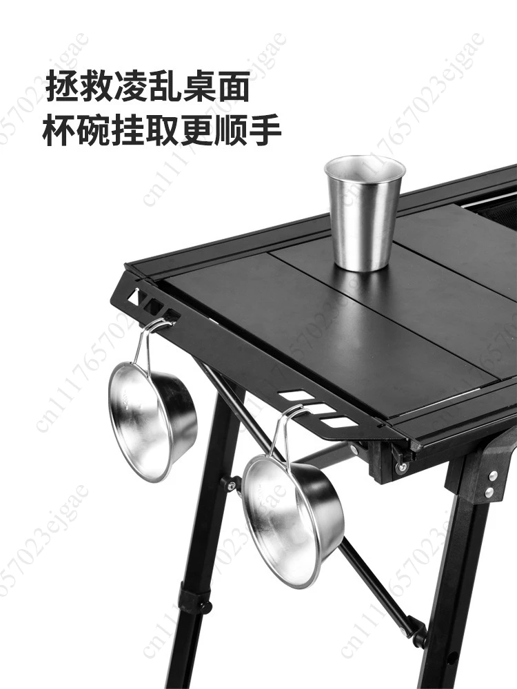 Adjustable Height Folding Camping Table - Aluminum Alloy Expandable Table for Outdoor Cooking and Dining