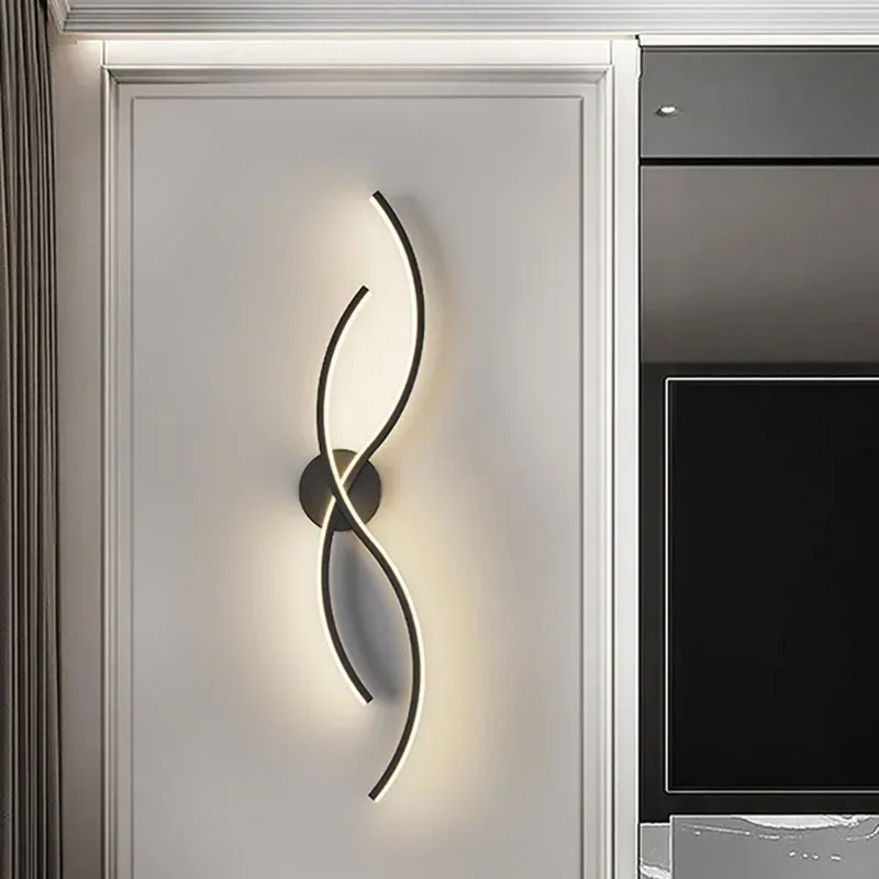 

Modern LED Wall Lamp Long Curves Sconce For Bedroom Bedside Living Rooms Sofa Corridor Entrance Hall Home Decor Lights Luster