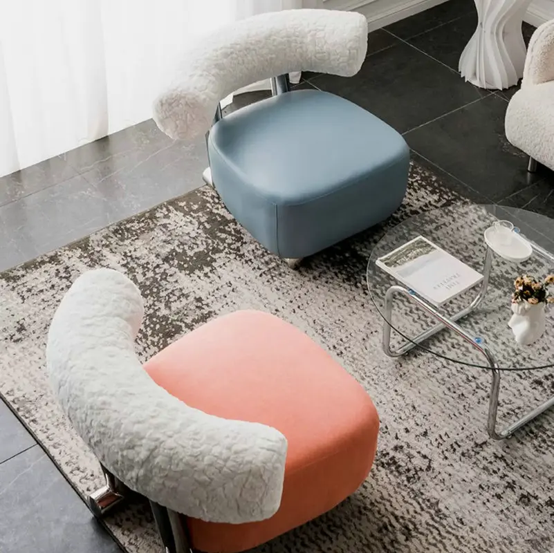

Nordic Light Luxury Comfortable Home Sofa Chair Creative Designer Sled Chair Simple Back Single Leisure Chairs Furniture GN613DC