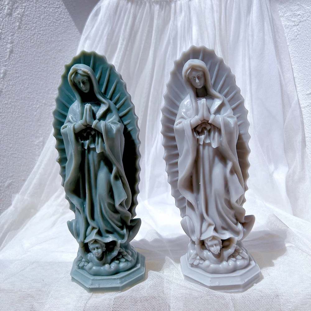 Bougie catholique Sainte Vierge Marie FigAuckland, moule en silicone, statue de Notre-Dame, cadeau de sculpture