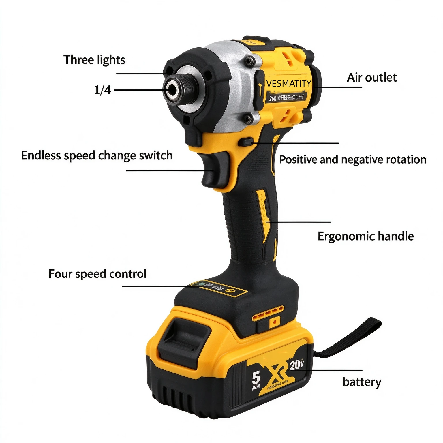 20V Cordless Brushless Impact Screwdriver, Wireless Electric Power Drill, Bare Tool Only for Home Improvement & DIY Woodworking
