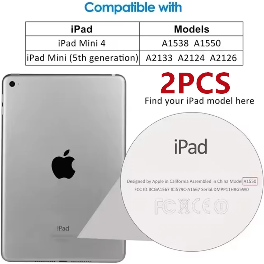 2 Stück 9H gehärtetes Glas Displayschutzfolie für iPad A16 10.2 9.7 10. 5 10.9 Pro 11 iPad 10 9 8 7 6 5 Air 4 3 2 Mini 2020 2021 2022