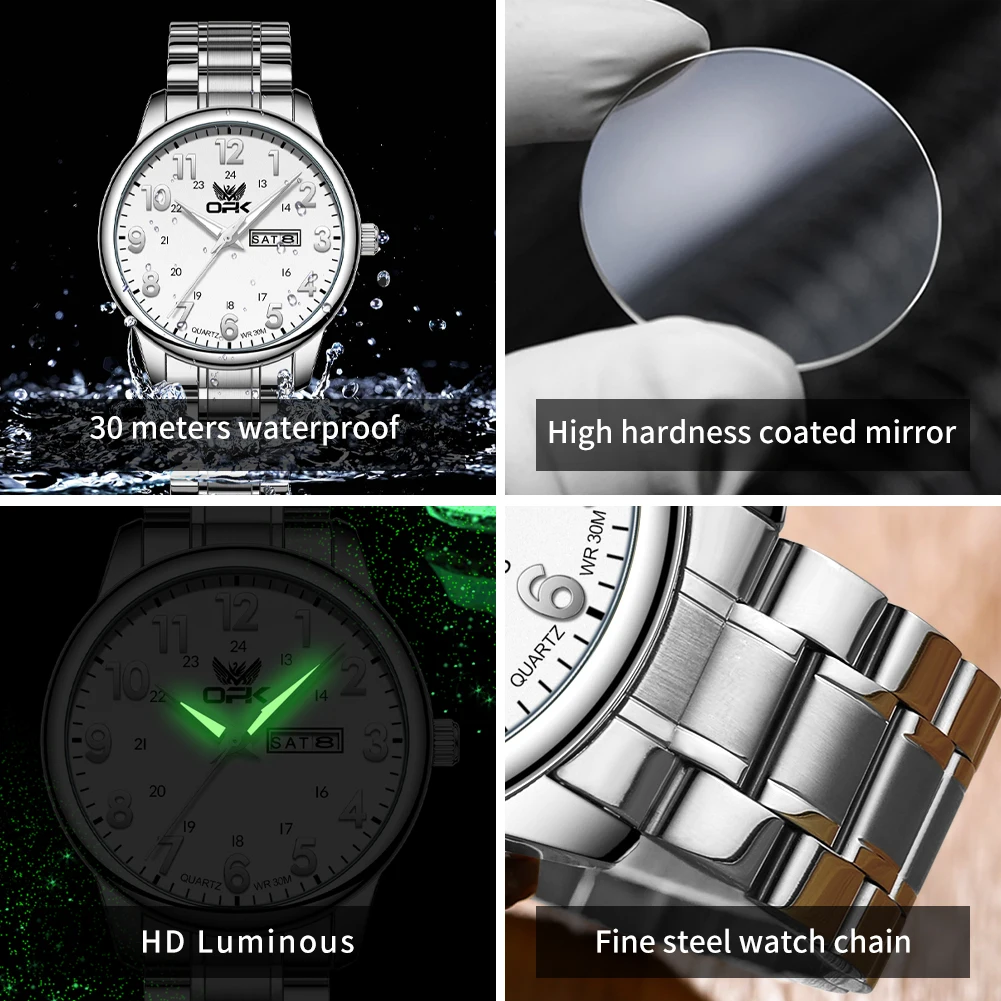OPK  8176  Arabic numeral dial dual calendar business men's quartz watch