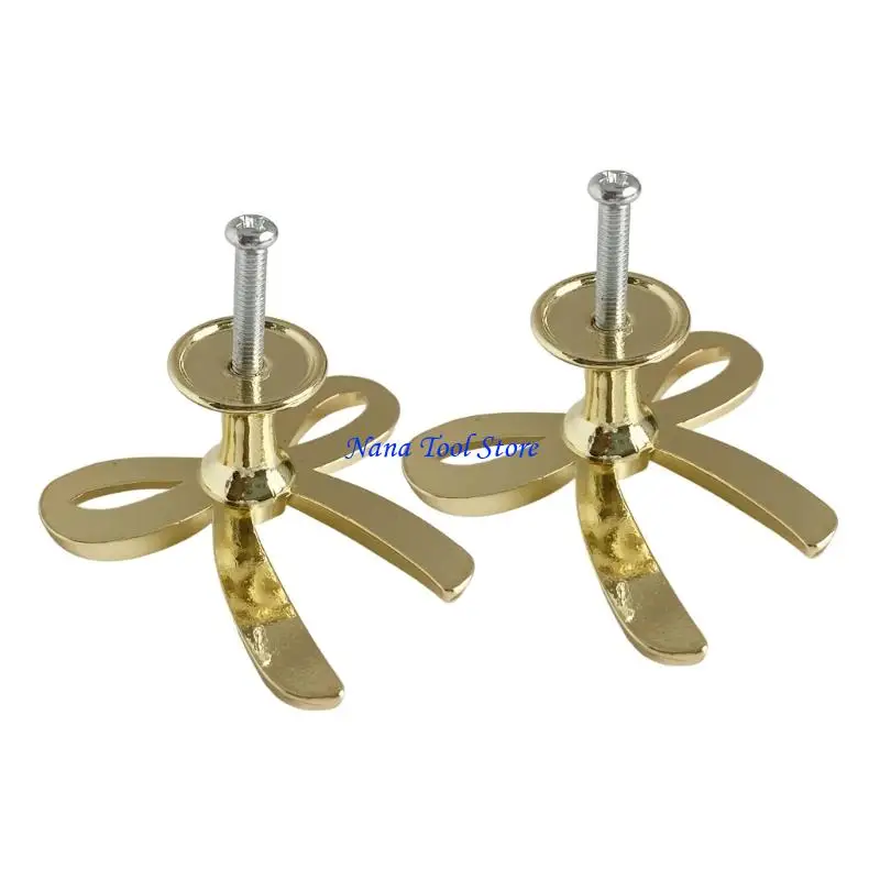 31GJ Unique Wardrobe Knob Metal Cabinet Drawer Handle Cupboard Pulls Bowknot Furniture Decoration Easy to Install