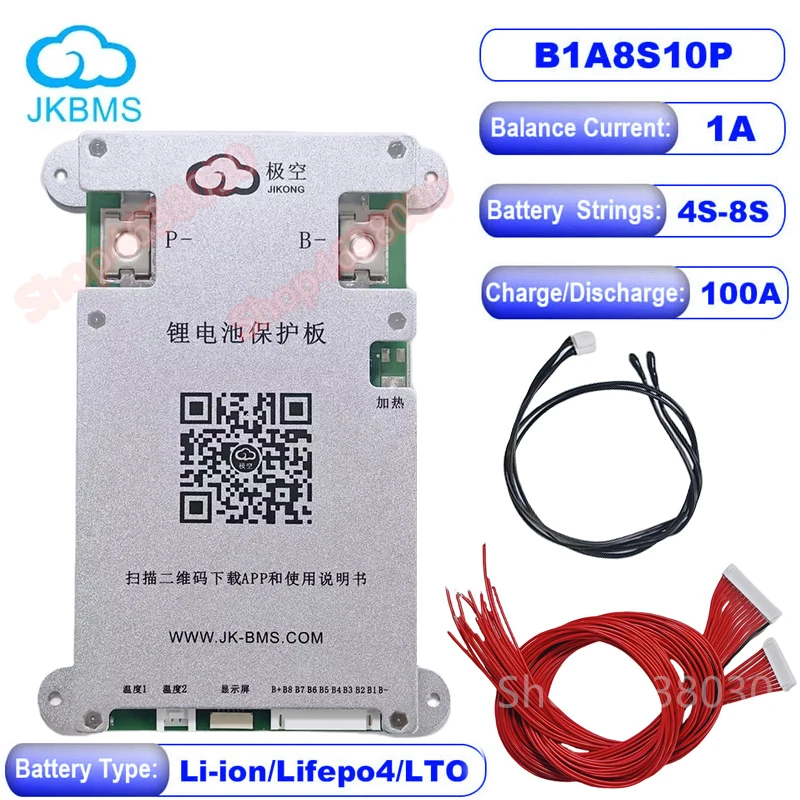 

JK-B1A8S10P jikong BMS 4S 5S 6S 7S 8S 12V 24V Battery With 1A Active Balance bms lifepo4 Li-ion LTO