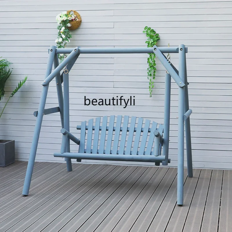 

ss7304 Solid Wood to Swing Courtyard Leisure Wooden Glider Villa Terrace Garden Double Adult Rocking Chair