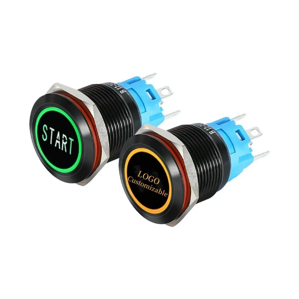 12/16/19mm Waterproof Metal Push Button Switch LED Light Momentary Latching Car Engine Power Doorbell Switch 6V 12V 24V 220V Red