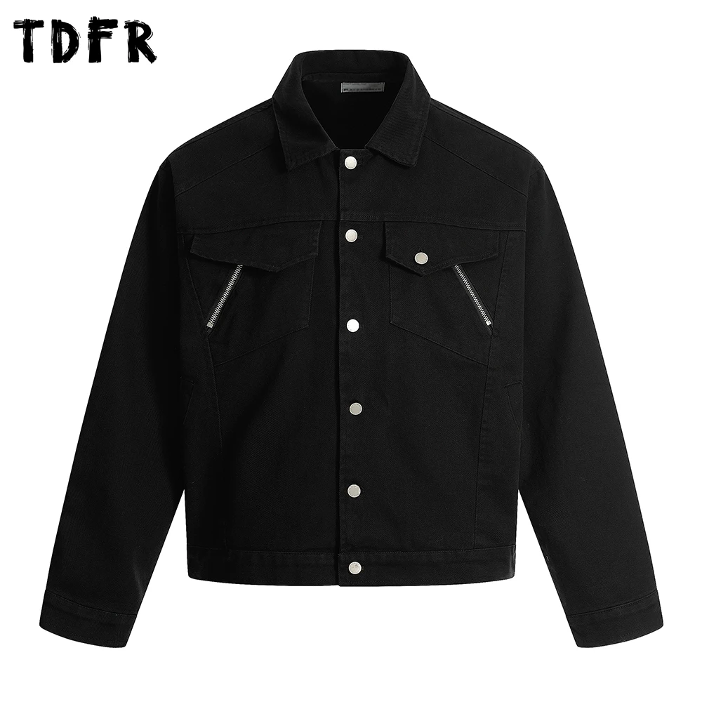 

Pocket Cargo Jacket Mens Solid Color Autumn Retro Casual Single Breasted Lapel Long Sleeve Outerwear Man